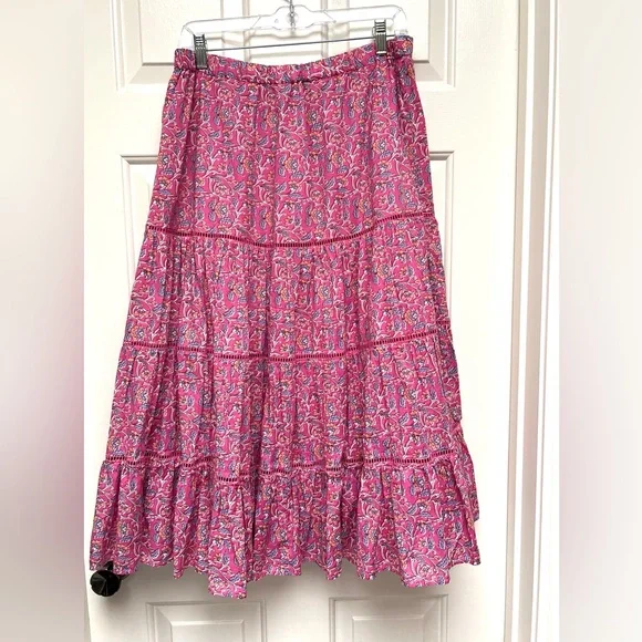 J Crew pink vines block print skirt - Picture 4 of 11